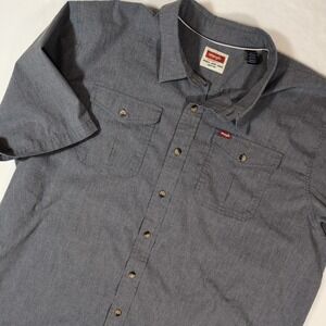 Wrangler Mens 3XL Short Sleeve Button Down Shirt Gray Heather Utility Workwear